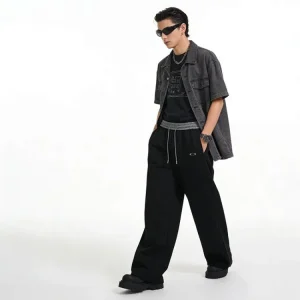 Oak Dark Streetwear Straight-Leg Color-Block Pants