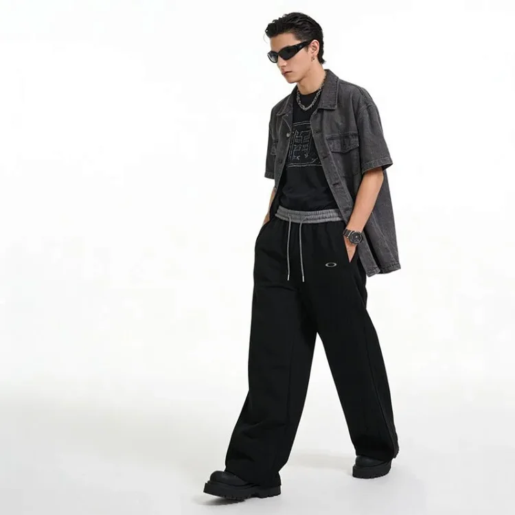Oak Dark Streetwear Straight-Leg Color-Block Pants
