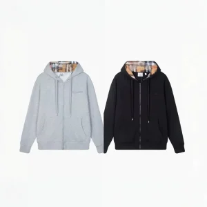 Balenciaga Classic Plaid Lined Hooded Zip-Up Jacket