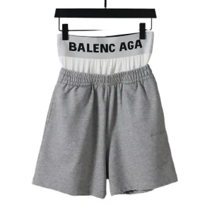 Balenciaga Mock Layer Patchwork Embroidered Casual Shorts