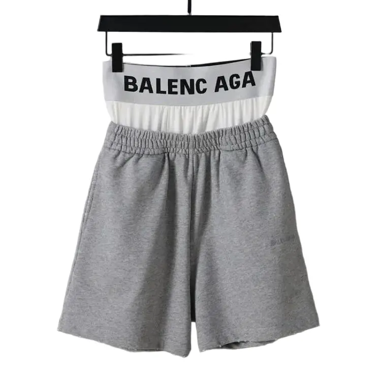 Balenciaga Mock Layer Patchwork Embroidered Casual Shorts