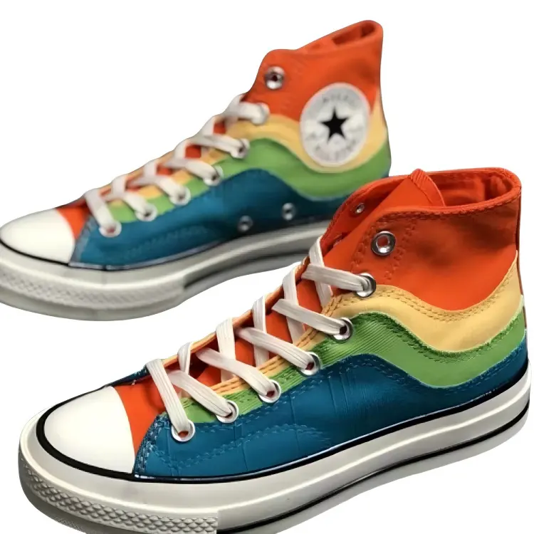 Converse Rainbow Patchwork Color-Block Canvas Shoes