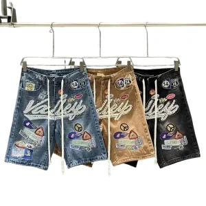 Vale Forever JORTS Embroidered Rhinestone Denim Shorts