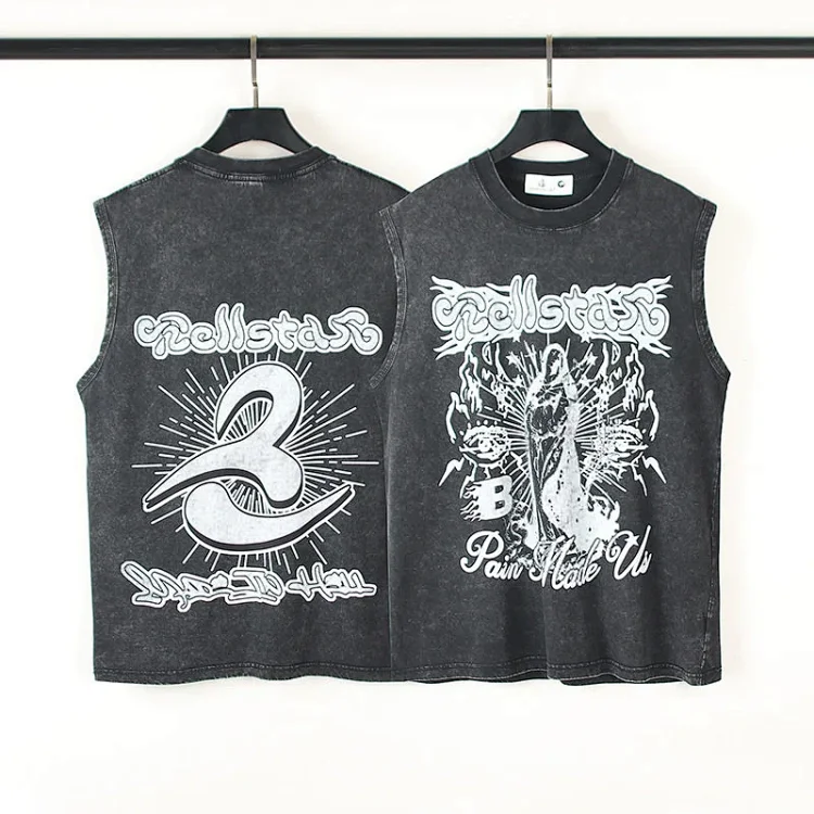 Dark Letter Graphic Distressed Tank Top