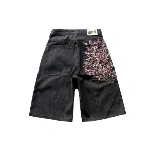 derschutze Vintage Plum Blossom Embroidered Straight Pants