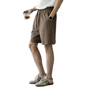 Quality Men’s Wear Elastic Waist Breathable Linen-Like Shorts