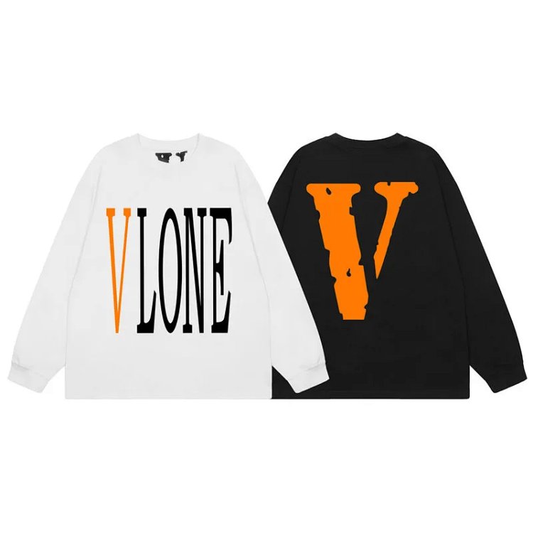 New High Quality VLONE Big V Crewneck Long Sleeve T-Shirt