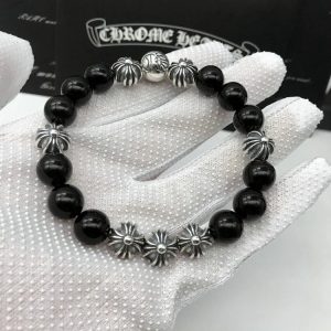 Chrome Hearts Natural Obsidian Beaded Bracelet
