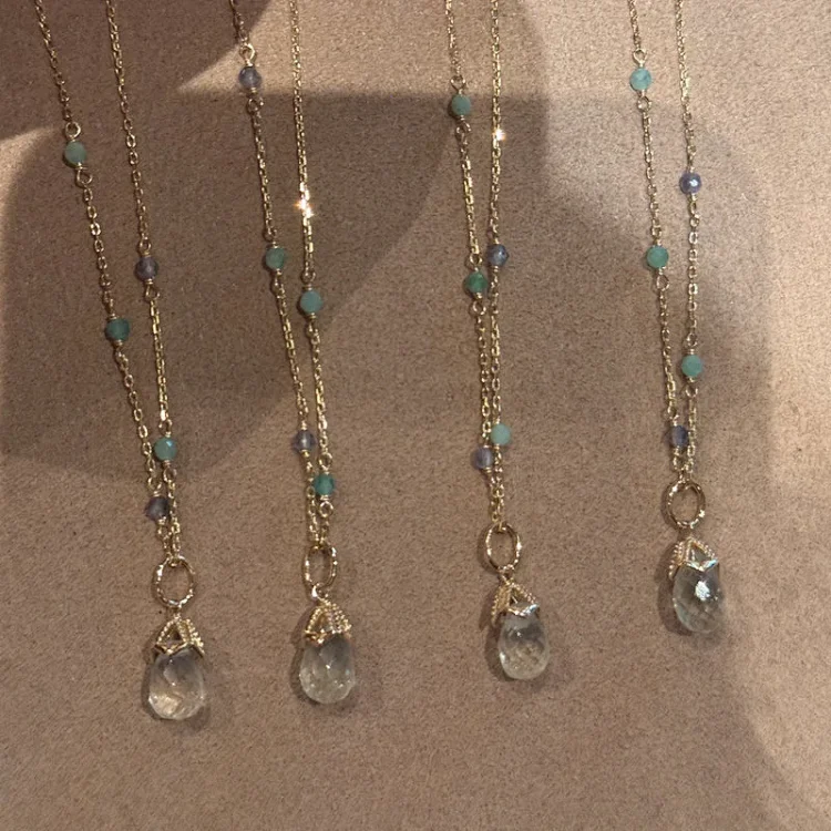 Japanese Jewelry Natural Stone Teardrop Gemstone Necklace