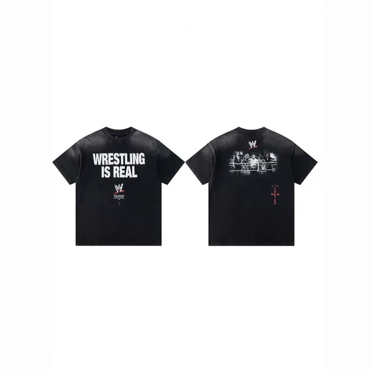 WWE New Distressed Inkjet Print Boxing Champion Graphic T-Shirt