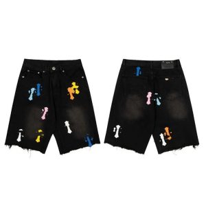 Chrome Hearts Cross Leather Patch Denim Shorts