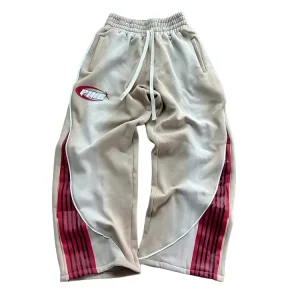 Drawstring Color Block Wide Leg Sweatpants