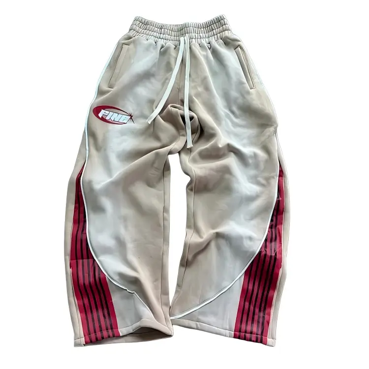 Drawstring Color Block Wide Leg Sweatpants