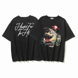 REP Crocodile Crack Print Vintage T-Shirt