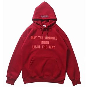 Vintage Kanye Burgundy Letter Print Fleece Hoodie