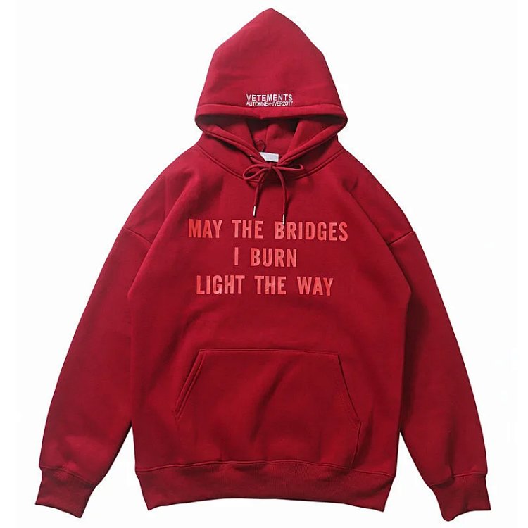 Vintage Kanye Burgundy Letter Print Fleece Hoodie