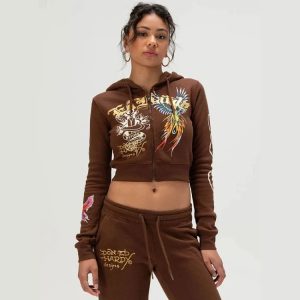 Cropped Hoodie Fleece Jogger Set