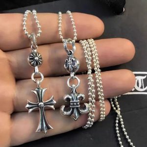 Chrome Hearts Anchor Pearl Chain Necklace