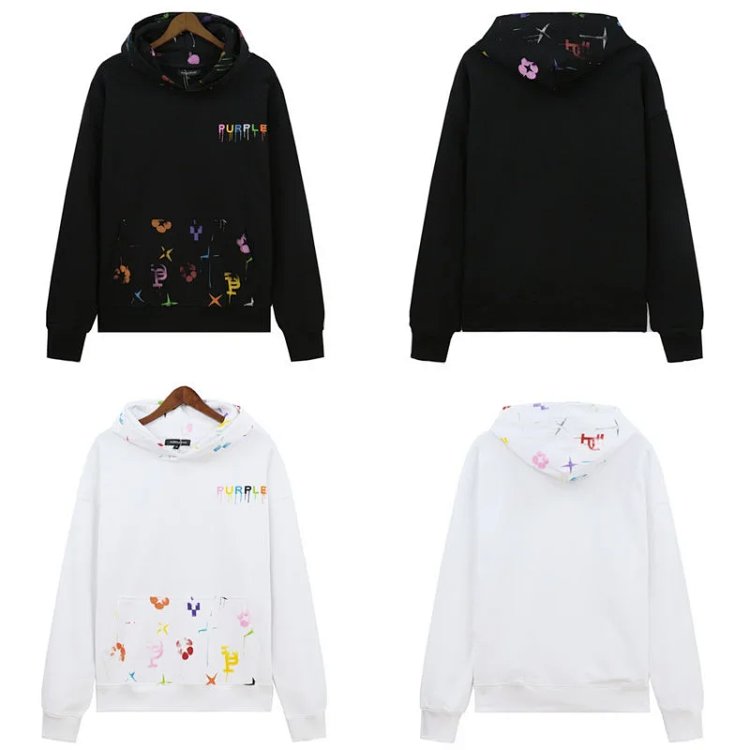 Purple Classic Colorful Letter Print Hoodie