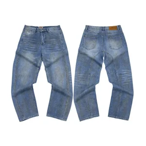 CORTEIZ Washed Inkjet Print Straight Leg Jeans