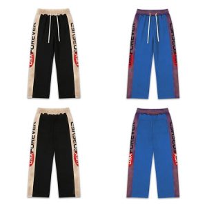 Va&le Letter Embroidered Color-Block Casual Pants