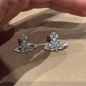 Vivienne Westwood Style Full Diamond Skeleton Enamel Earrings