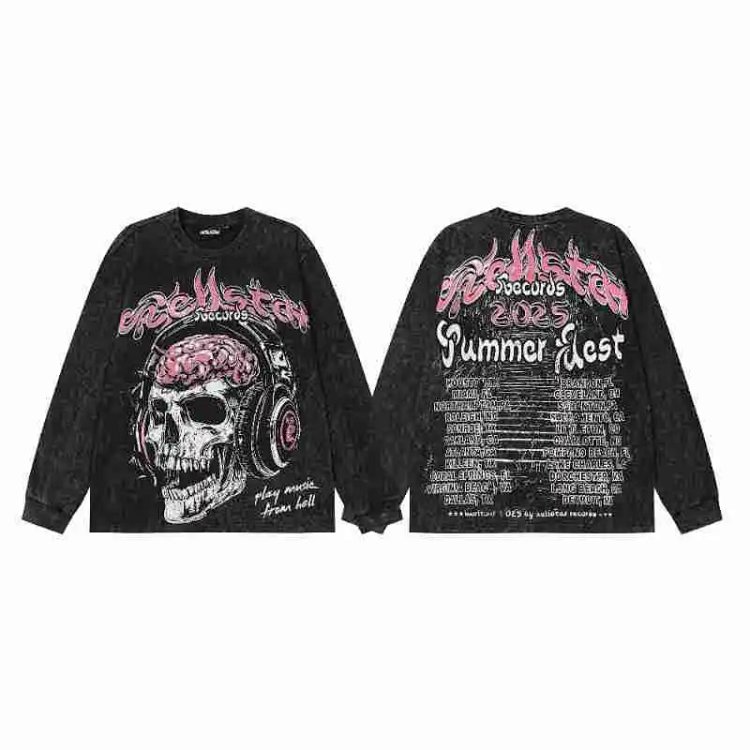 Hell Star Skull Heavyweight Long Sleeve T-Shirt