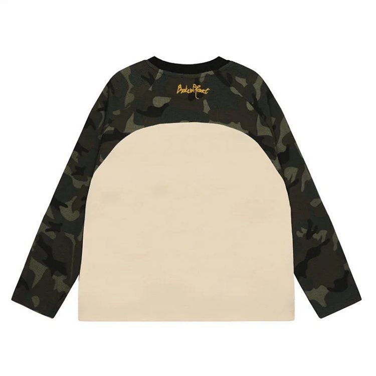 Broken Planet Embroidered Waffle Camo Patchwork Base Layer