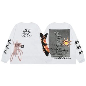 Travis Scott Abstract Print Long Sleeve T-Shirt