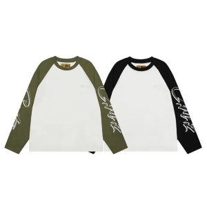 CORTEIZ Letter Embroidered Color-Block Raglan Long Sleeve