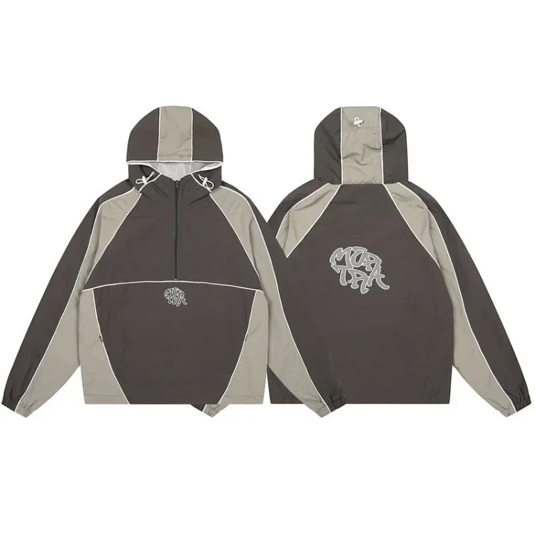 Mertra Letter Graphic Pullover Hooded Jacket