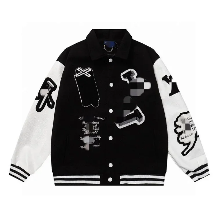 High Quality SS25 Letter Patchwork Leather Baseball Jacket