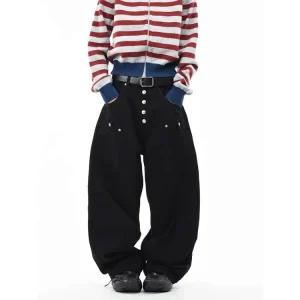 Metal Button Design Casual Versatile Pants