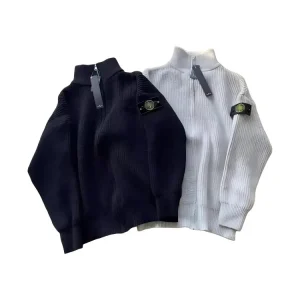 Stone High Quality Warm Zip Knit Sweater