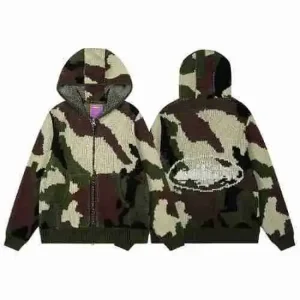 CORTEIZ Casual Hip-Hop Camo Letter Graphic Zip-Up Hoodie