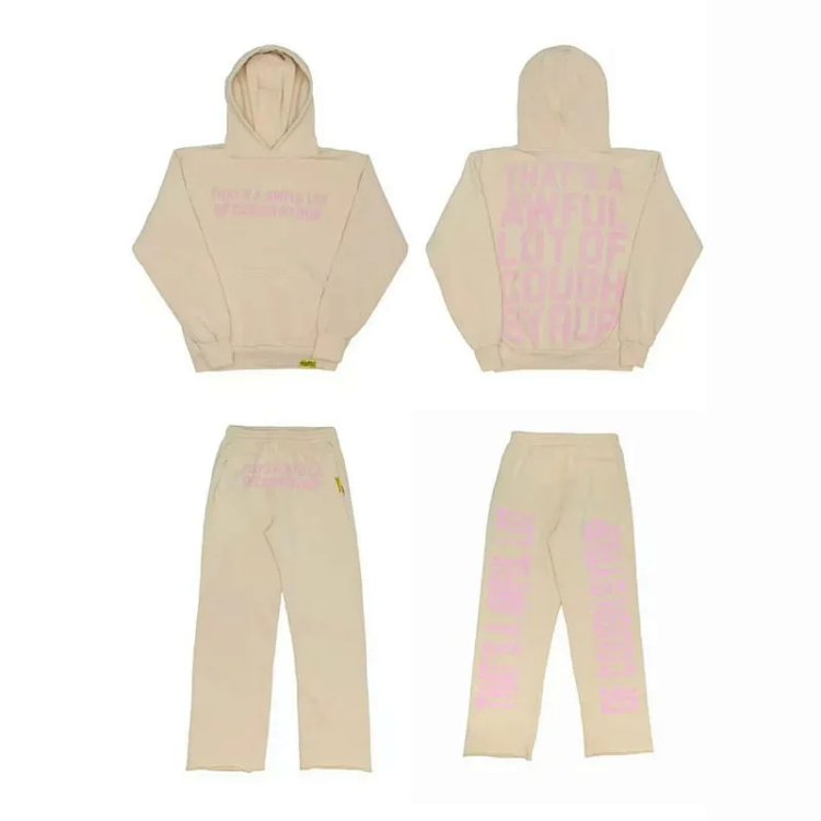 Streetwear Letter Print Distressed Terry Hoodie Set