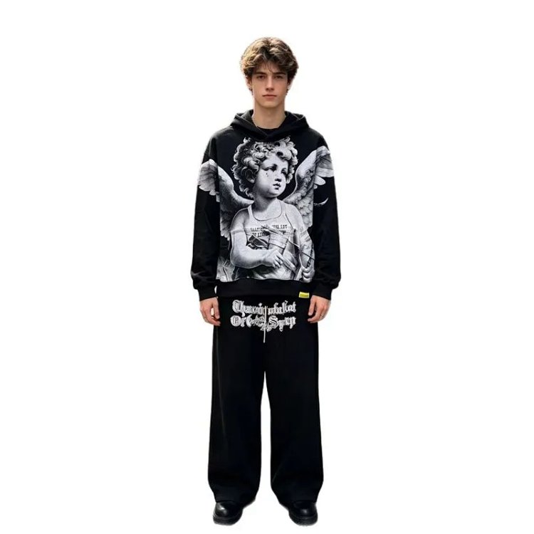 Streetwear Print Terry Casual Sports Set