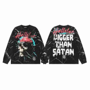 Hellstar Skull Distressed Long Sleeve T-Shirt