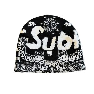 Fall/Winter Graffiti Letter Reversible Knit Warm Beanie
