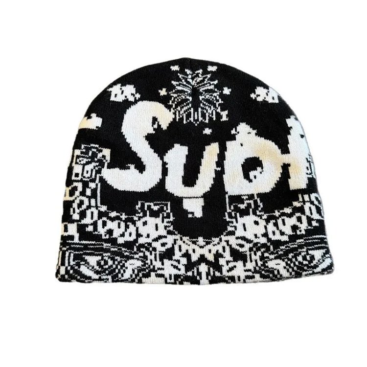 Fall/Winter Graffiti Letter Reversible Knit Warm Beanie