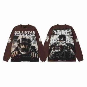 Hell Star Classic Letter Print Long Sleeve T-Shirt