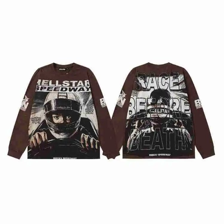Hell Star Classic Letter Print Long Sleeve T-Shirt