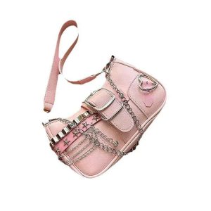 New Y2K Chain Sweet Cool Pink Underarm Bag