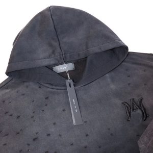 Amri Embroidered Distressed Washed Hoodie