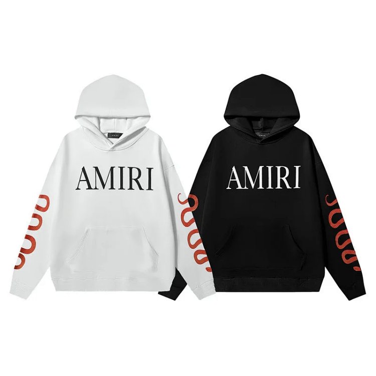 Amri Letter Red Snake Sleeve Hoodie