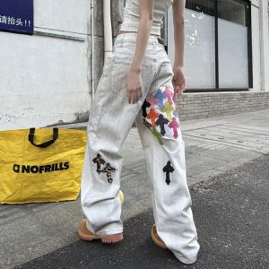 New Dopamine Patchwork Straight Jeans