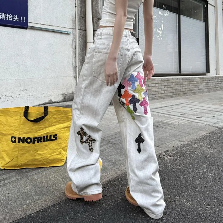 New Dopamine Patchwork Straight Jeans
