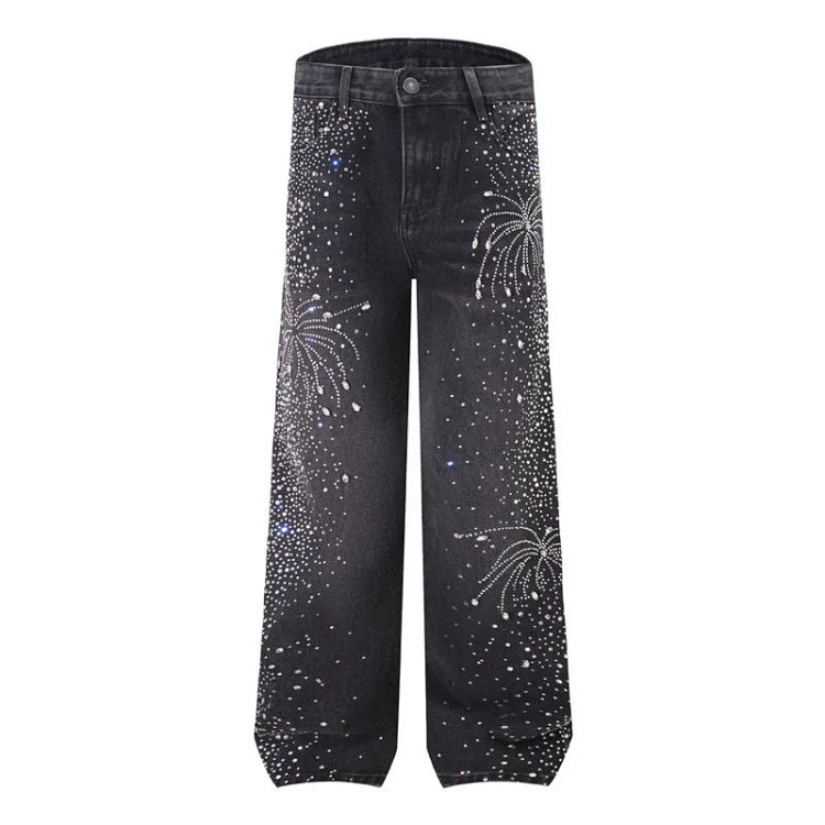 American Full Diamond Washed Beaded Jeans
