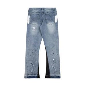 Distressed Patchwork Gradient Spray-Painted Jeans