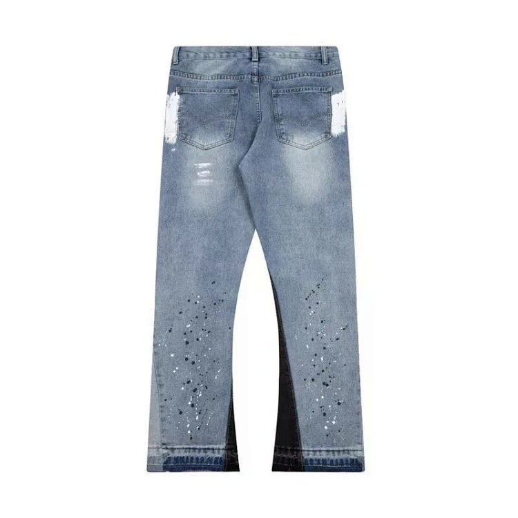 Distressed Patchwork Gradient Spray-Painted Jeans